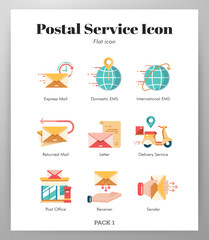 Postal service icons flat pack