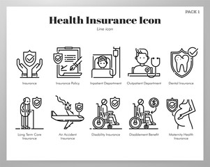 Health insurance icons Line pack