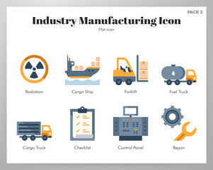 Obraz na płótnie Canvas Industry manufacturing icons flat pack