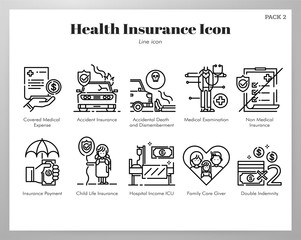 Health insurance icons Line pack