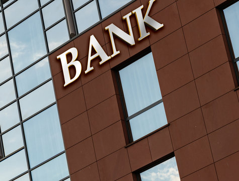 Bank sign on facade