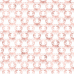 Rose Gold Damask Flourish Pattern on White Background Wallpaper