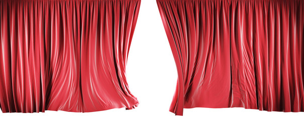 Theater curtains isolated on white background with clipping path. - 275352085