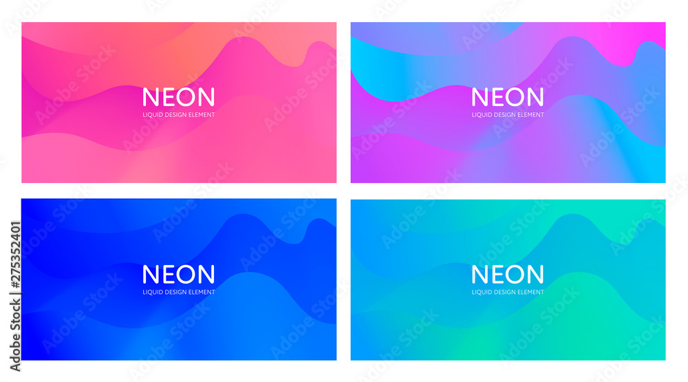 Aufkleber set of abstract vector fluid modern minimal horizontal background. dynamic flowing shape. different 