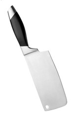 Large sharp cleaver knife with black handle isolated on white