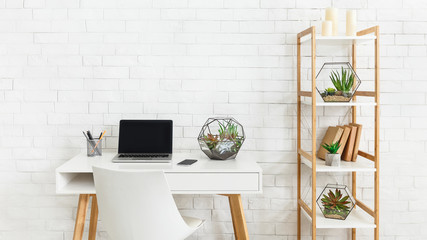 Minimalistic modern interior concept, home office