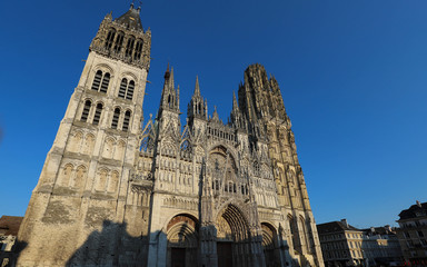 Fototapeta premium Rouen Cathedral is a Roman Catholic Church in Rouen, Normandy. The cathedral is in the Gothic architectural tradition.