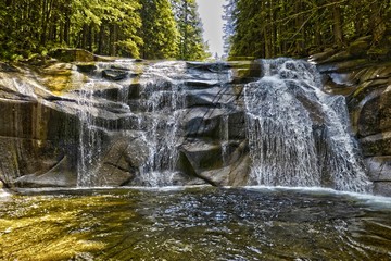 Beautiful Mumlava waterfall in the Giant Mountains