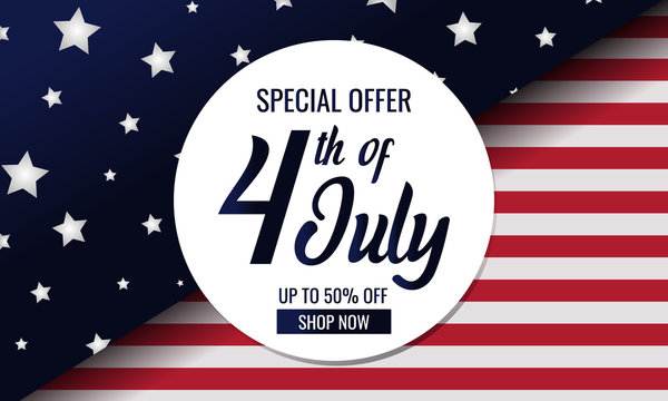 Independence Day, 4th Of July Special Offer Card Or Background. Vector Illustration.