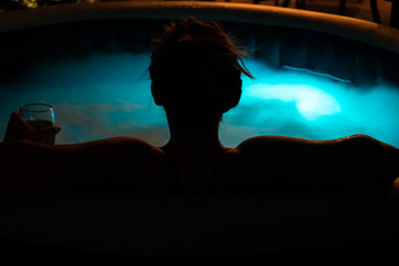 silhouette of woman in water