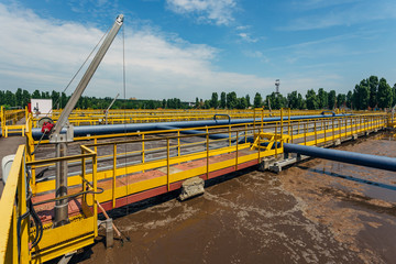 Modern wastewater treatment plant. Tanks for aeration and biological purification of sewage