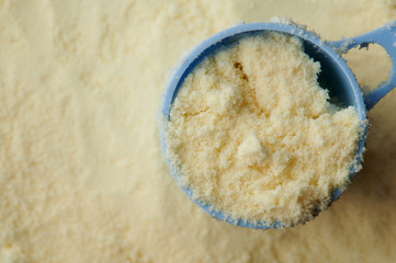 Dry milk in plastic spoon