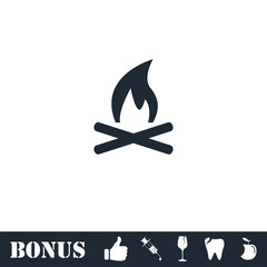 Bonfire icon flat
