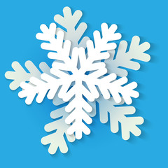 Vector white and blue christmas paper snowflake