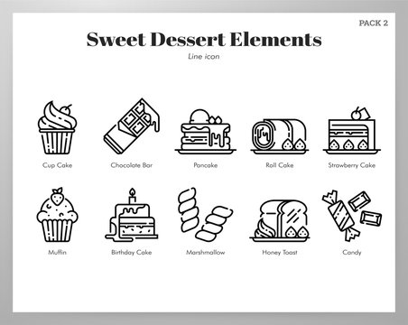 Sweet dessert elements Line pack