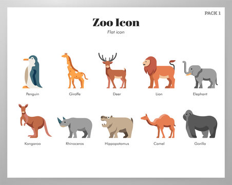 Zoo icons flat pack