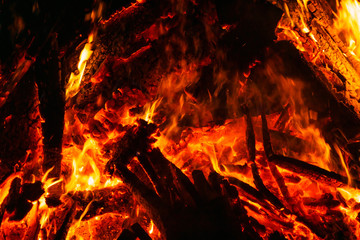 background - flame and burning coals