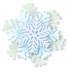 Vector white and blue christmas paper snowflake