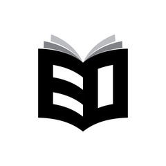 3D Book with letter EO logo design vector