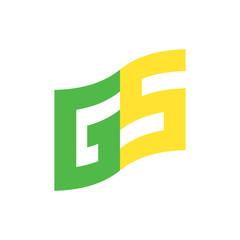Flag with letter GS logo design vector