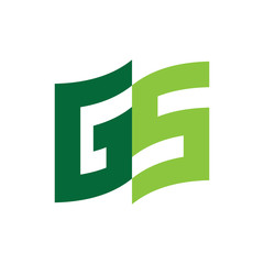 Flag with letter GS logo design vector