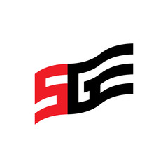 Flag with letter SGE logo design vector
