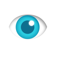 big blue eyes looking forward with cartoon white background