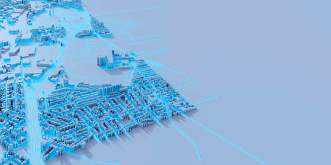 Techno mega city; urban and futuristic technology concepts, original 3d rendering