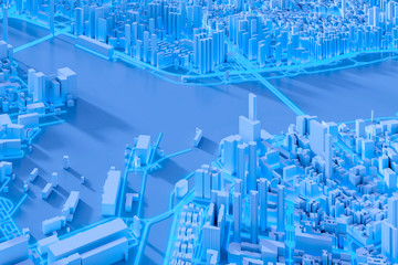 Techno mega city; urban and futuristic technology concepts, original 3d rendering