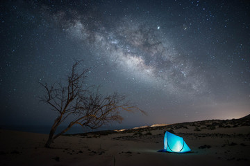 Paisaje nocturno con la vía láctea 