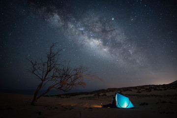 Paisaje nocturno con la vía láctea 