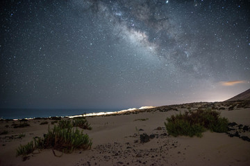 Paisaje nocturno con las estrellas 