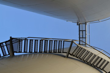 Fototapeta premium Iron bridge on metal tank, barrel, tank