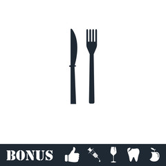 Fork knife icon flat