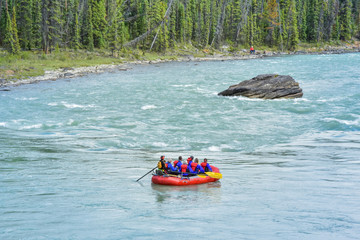 Rafting Below the Athabasca Falls in Banff Jasper National Park