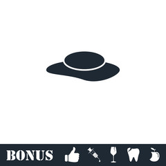 Women's hat icon flat