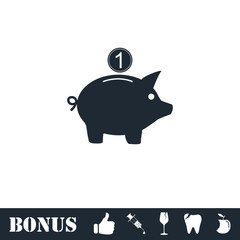 Moneybox icon flat