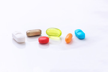 variety of medication pills - macro