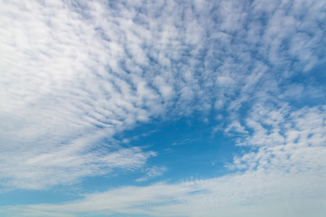 Naklejka na ściany i meble Beautiful sunny view of deep blue sky and Altocumulus cloud. 