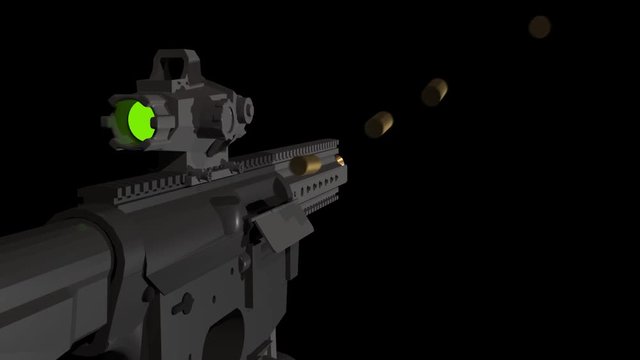 Firing an AR 15 rifle CGI animation