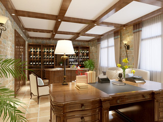 3d render working offiice interior