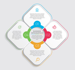 Obraz premium Infographic design vector and marketing icons can be used for workflow layout, diagram, annual report, web design. Business concept with 4 options, steps or processes. - Vector 