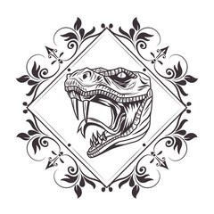 snake head drawn tattoo icon