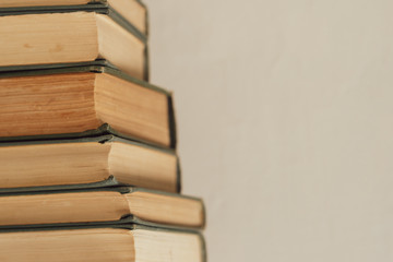 Stack of multicolored books closeup, education, reading, back to school concept