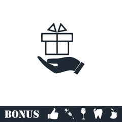 Gift present icon flat