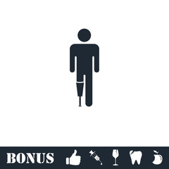 Person with foot prosthesis icon flat