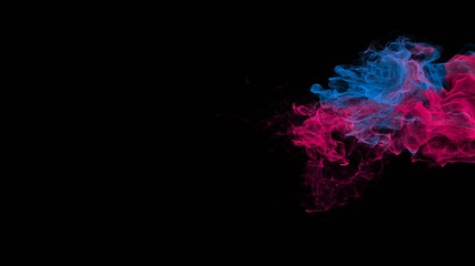Incense colorful smoke or rich steam curled up on a black background