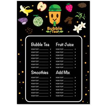 bubble tea menu graphic template