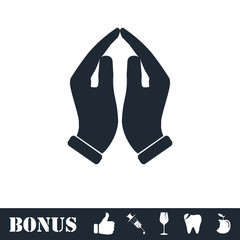 Supporting hands icon flat