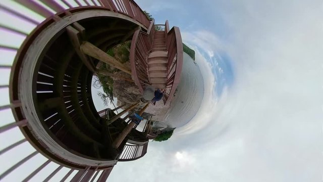 Ansan, South Korea - 20 June 2019 Gubongdo Sunset Observatory in Ansan Daebudo Island edited by Gopro Fusion 360 Little Planet view.